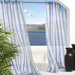 Outdoor D&eacute;cor Escape Outdoor Sheer Stripe Grommet Top Curtain Panel in Blue