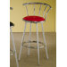 Blachy 29" Bar Stool with Back in Chrome and Red Seat