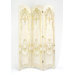 6 Feet Tall Scroll Room Divider in White and Distressed Crackle