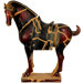 13" Chinese Tang Tomb Horse Statue in Dark Burgundy