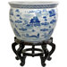 Fishbowl with Blue Landscape Design in White