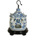 Bird Cage with Blue Floral Design in White