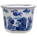Round Flower Pot Planter with Blue Landscape Design