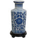 12" Vase with Blue Floral Design in White