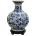 14" Vase with Blue Floral Design in White