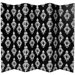 Double Sided Damask Canvas 6 Panel Room Divider in Black and White