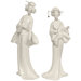 13" Standing Geisha Statue in White (Set of 2)