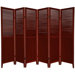 Beadboard 6 Panel Room Divider in Rosewood