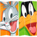 Tall Double Sided Bugs Bunny and Daffy Duck Canvas Room Divider