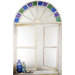 Faux Window Mirror Screen with Bottles and Stain Glass