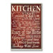 Red Kitchen Words Typography Wall Plaque
