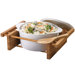 Bamboo and Stoneware Grand Buffet 2.5 Qt. Covered Casserole Bakeware Dish with Bamboo Cradles