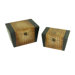 Leather Jewelry Box with Leopard Design in Distressed Black and Yellow (Set of 2)