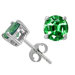 Emerald cubic zirconia Diamond Rhodium Stud Earrings