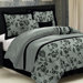 Aqua Blue Flocking Comforter Set