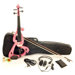 Silent Electric Violin with Bow, Headphones, Gig Bag in Pink