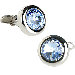 Austrian Crystal Solitare Cufflinks in Light Sapphire