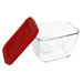 Storage Plus 1.875-Cup Rectangular Storage Dish with Red Plastic Cover