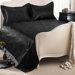 Daisy Embossed Bedspread with Shams in Black