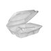 Small 3-Compartment Foam Hinged Lid Carryout Container in White