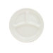 9" 3 Compartments Plastic Round Plates 125/Pack in White