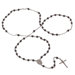 Rhodium Glass Beaded Rosary Necklace