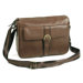 Top Zipper Shoulder Bag with Front Pocket in Brown