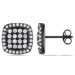 Round Cut Diamonds and Rhodium Stud Earrings