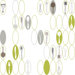 Bistro 750 Kitchen Utensils and Ovals Prepasted Wallpaper