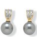 Gold Plated Simulated Grey Pearl Earrings