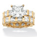 Gold Plated Princess-Cut Eternity Wedding Ring Set