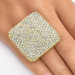 Gold Plated Pave-Set Crystal Square Ring