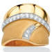 14k Gold Plated Cubic Zirconia Geometric Ring