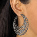 Black Ruthenium Crystal Leaf Hoop Pierced Earrings