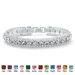 Silvertone Round Birthstone and Crystal Tennis Bracelet