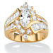 Gold Plated Multi-Cut Cubic Zirconia Ring