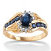 10k Gold Oval Diamond and Sapphire Ring
