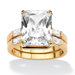 14k Yellow Gold Emerald Cut Cubic Zirconia Bridal Ring Set