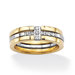 Gold Round Cut Cubic Zirconia Horizontal Cross Stacking Ring