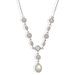 16 InchRhodium Plated Cultured Freshwater Pearl and Marquise Round CZ Necklace