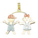 14k Yellow White and Rose Gold Boy And Girl Pendant- Measures 31x32mm- 31 Inch