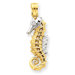14k and Rhodium Seahorse Pendant