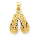 14k Rainbow Enameled Flip Flops Pendant