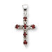 14k White Gold Garnet and Diamond Cross Pendant