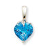 14K White Gold Blue Topaz and Diamond Heart Pendant
