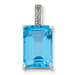 Sterling Silver Emerald-cut Swiss Blue Topaz and Diamond Pendant