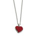 Stainless Steel Red Crystal Heart PendantNecklace - 22 Inch