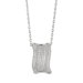 Sterling Silver CZ Rhodium Plated Crystal Studded Rectang Pendant- 18 Inch