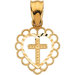 14k Yellow Gold Cross Heart Pendant16.25x1mm