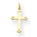 14k Polished Fleur de Lis Cross Pendant